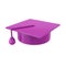 Purple graduation cap 3d illustration
