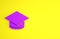 Purple Graduation cap icon isolated on yellow background. Graduation hat with tassel icon. Minimalism concept. 3d
