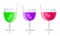 Purple green pink cocktails set