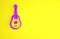 Purple Guitar icon isolated on yellow background. Acoustic guitar. String musical instrument. Minimalism concept. 3d