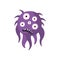 Purple Hairy Aggressive Malignant Bacteria Monster With Sharp Teeth And Five Eyes Cartoon Vector Illustration