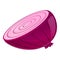 Purple half onion icon, cartoon style