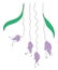 Purple hanging flowers with green leaves, illustration, vector