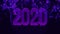 Purple Happy new year 2020 word made from sparkler light firework