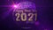 Purple Happy New Year 2021 Lettering Greeting On Square Shines Dotted Globe Earth World Map With Sparkles Stars And Lighting Flare