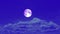 Purple harvest moon pass rolling cloud on the night sky time lapse