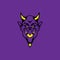Purple Head Devil Illustration, Devil Head with Purple Background, Devil with Horn