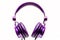 Purple headphones on white background. Closeup