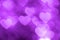 Purple heart bokeh background photo, abstract holiday backdrop