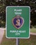 Purple Heart City sign at the Veteran`s Memorial Park in the City of Plano, Texas.