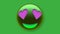 Purple Heart Eyes Face emoji icon  isolated on green  screen for social media, app and logo