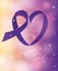 Purple heart ribbon and support text of world cancer day vector design