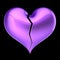 Purple heart shape broken. Fall out of love concept