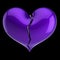 Purple heart shape cracked bad luck