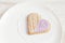 Purple heart shape gingerbread cookies