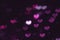 Purple Hearts. St. Valentine`s Day. Dark background. Romantic