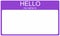 Purple Hello Nametag