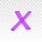 Purple highlighter cross isolated on transparent background. Marker pen highlight underline cross. Vector hand drawn