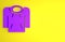 Purple Hoodie icon isolated on yellow background. Hooded sweatshirt. Minimalism concept. 3D render illustration