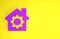 Purple House or home with gear icon isolated on yellow background. Adjusting, service, setting, maintenance, repair