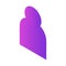 Purple human sign icon, isometric style