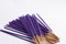 Purple Incence sticks on white background