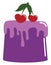 A purple jelly with cherry toppings, vector or color illustration