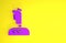 Purple Joystick for arcade machine icon isolated on yellow background. Joystick gamepad. Minimalism concept. 3d