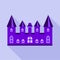 Purple kingdom palace icon, flat style