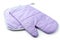 Purple kitchen glove and potholder isolated on a white