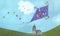 A purple kite flyinud