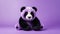 Purple Knitted Panda Toy On A Vibrant Background