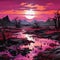 Purple Landscape At Sunset: A Post-apocalyptic Sublime Wilderness