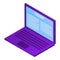 Purple laptop icon, isometric style