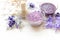 Purple Lavender aromatherapy Spa with salt and treatment for body. Thai Spa relax massage.