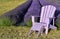 Purple lawn chair in lavender field