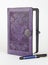 Purple leather bound writing journal and pen
