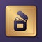 Purple Lighter icon isolated on purple background. Gold square button. Vector