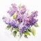 Purple Lilac Bouquet: Detailed Watercolor Painting With Realistic Style