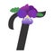 Purple-lilac garden violet on a black letter T