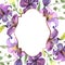 Purple lily bouquet floral botanical flowers. Watercolor background illustration set. Frame border ornament square.