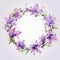 Purple Lily Wreath: Delicate Realism Illustration With Subtle Romantic Vibes