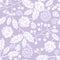 Purple line art flowers seamless pattern