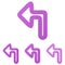 Purple line turn left logo design set