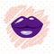 Purple lips kiss sketch in white background