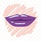 Purple lips sketch in white background