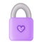 Purple lock with heart. Design for Valentines Day