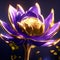 Purple lotus flower with golden petals. 3D rendering AI generated