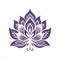 Purple Lotus Flower: Stenciled Iconography On White Background