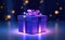 Purple magic gift box. Illustration AI Generative